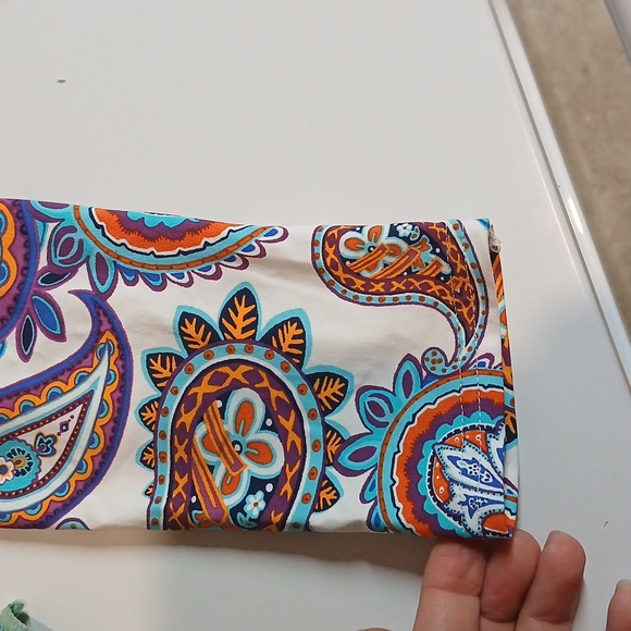 Lands' End Size L Long Sleeve Rash Guard UPF 50 Swim Shirt Paisley Teal Purple - Picture 3 of 5